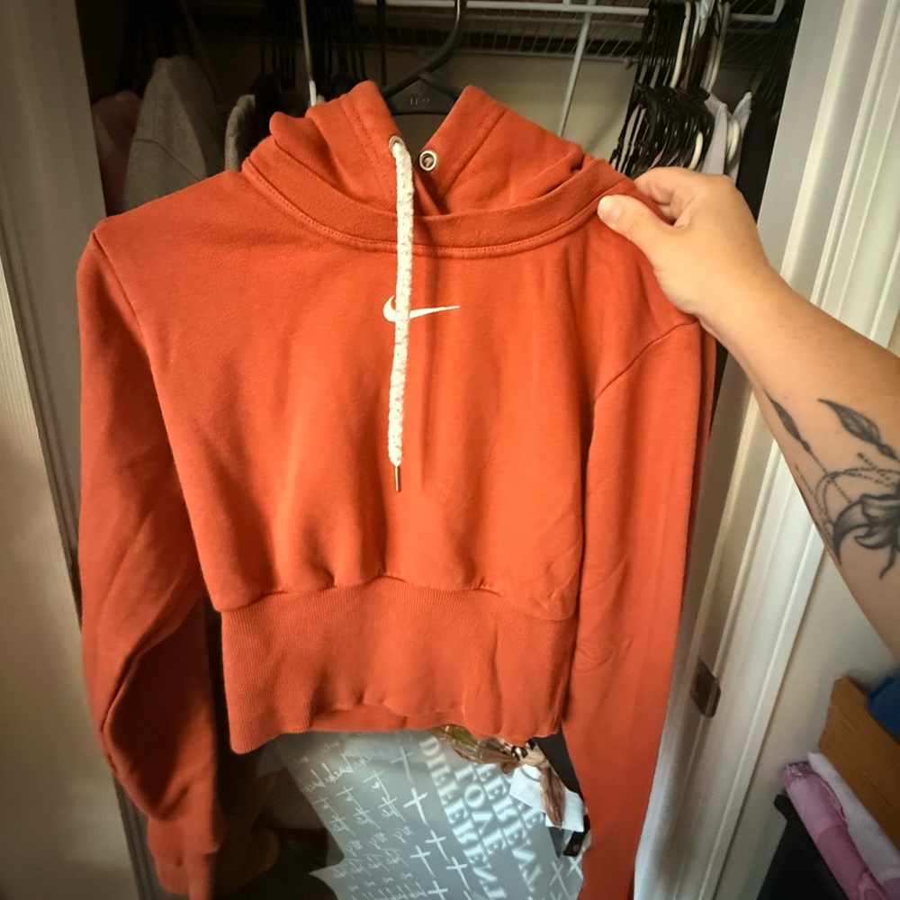 Nike Women's Burnt Orange Cropped Hoodie